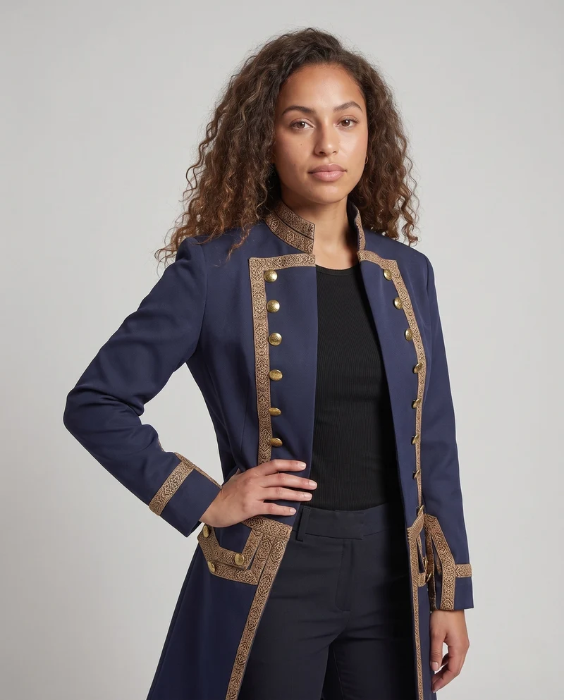 Damen historischer Militärmantel mit luxuriösen Verzierungen und elegantem Schnitt Nord Taschen