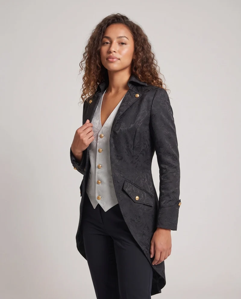 Damen historisches Kostümjacke mit kunstvollen Verzierungen und elegantem Kragen Nord Taschen
