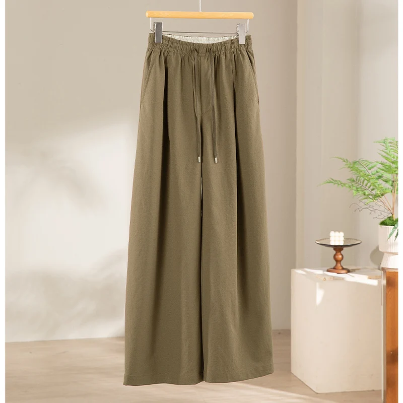 Damen Palazzo-Hose mit hohem Elastikbund, Tunnelzug und fließender Weite Nord Taschen