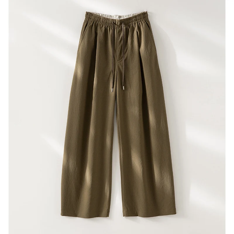 Damen Palazzo-Hose mit hohem Elastikbund, Tunnelzug und fließender Weite Nord Taschen