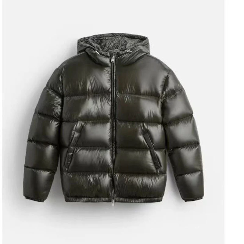 Damen Oversized Steppjacke mit Kapuze und Hochglanzfinish Nord Taschen