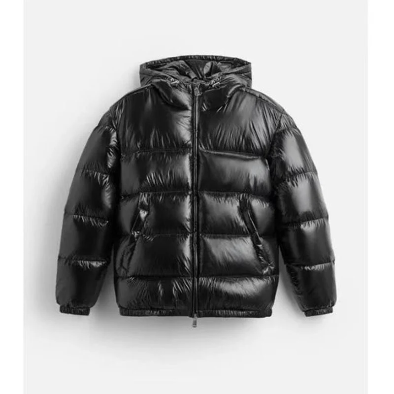 Damen Oversized Steppjacke mit Kapuze und Hochglanzfinish Nord Taschen
