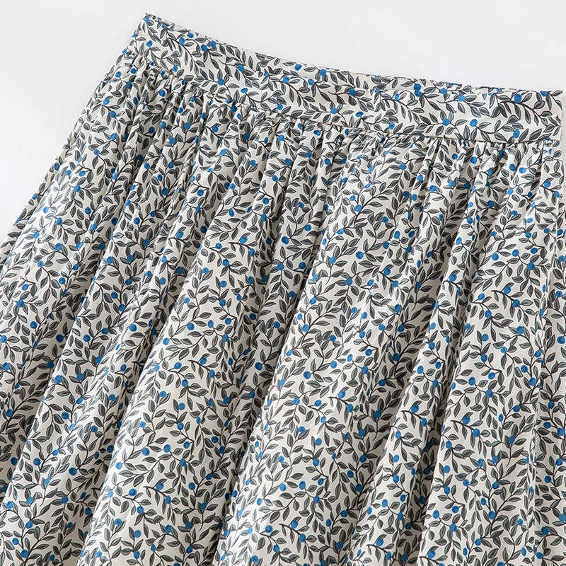 Damen Midirock mit Plissée‑Optik, gerafftem Bund und floralem Print Nord Taschen