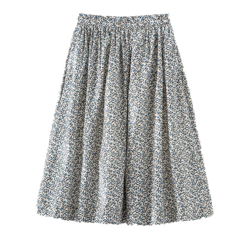 Damen Midirock mit Plissée‑Optik, gerafftem Bund und floralem Print Nord Taschen