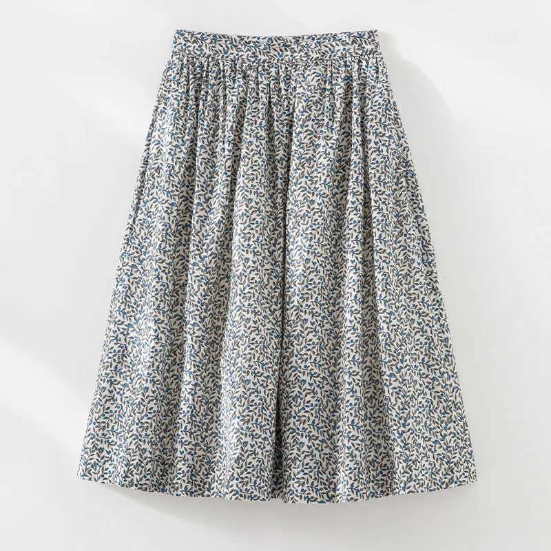 Damen Midirock mit Plissée‑Optik, gerafftem Bund und floralem Print Nord Taschen
