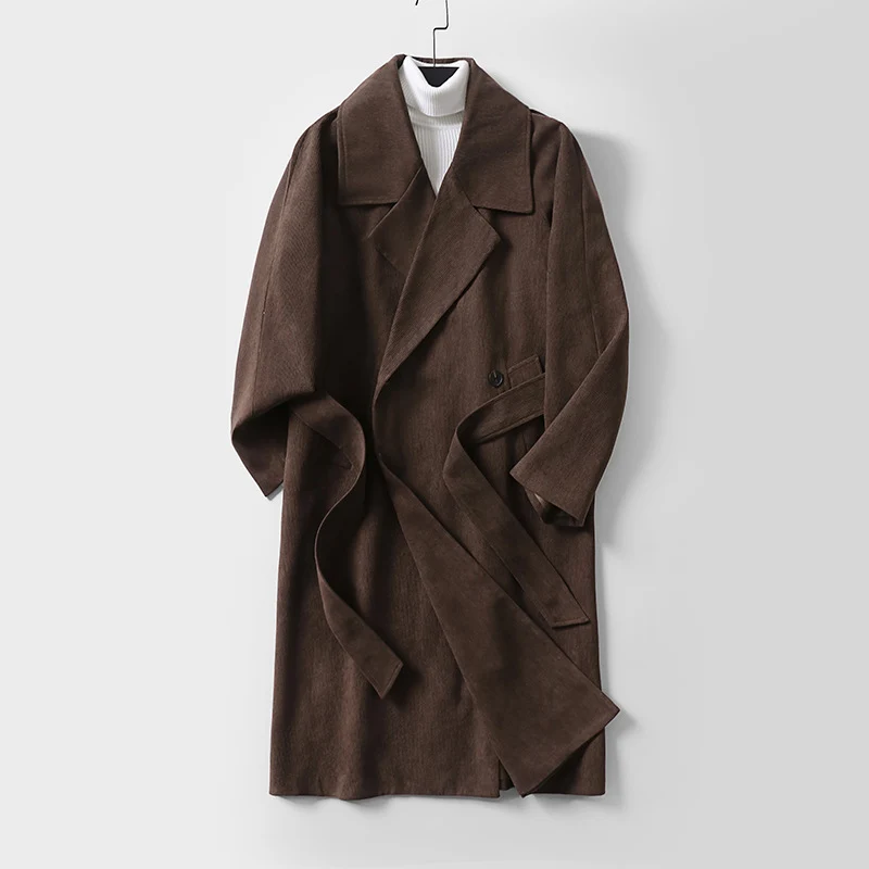 Damen Oversize-Mantel mit breitem Revers und Taillengürtel Nord Taschen