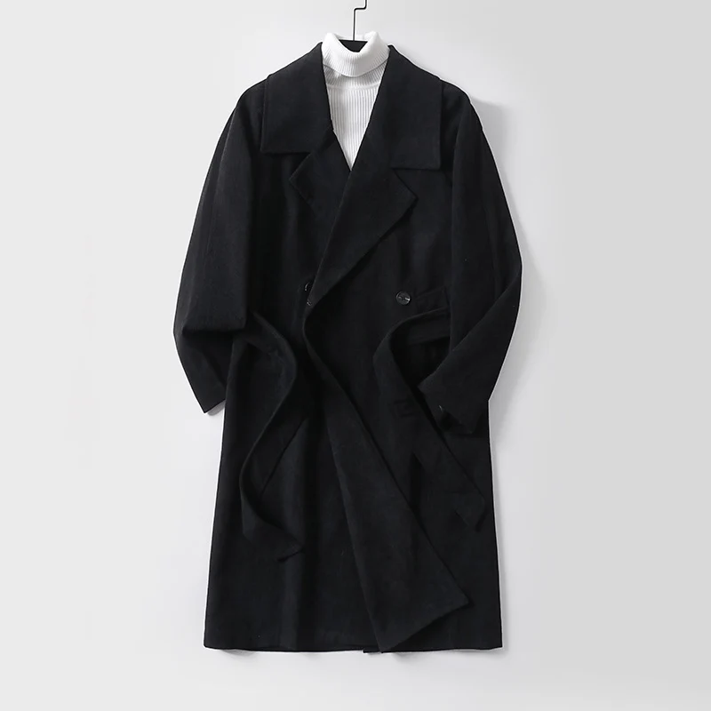 Damen Oversize-Mantel mit breitem Revers und Taillengürtel Nord Taschen