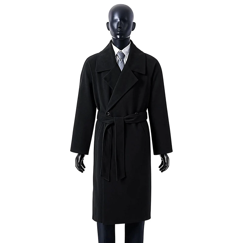 Damen Oversize-Mantel mit breitem Revers und Taillengürtel Nord Taschen