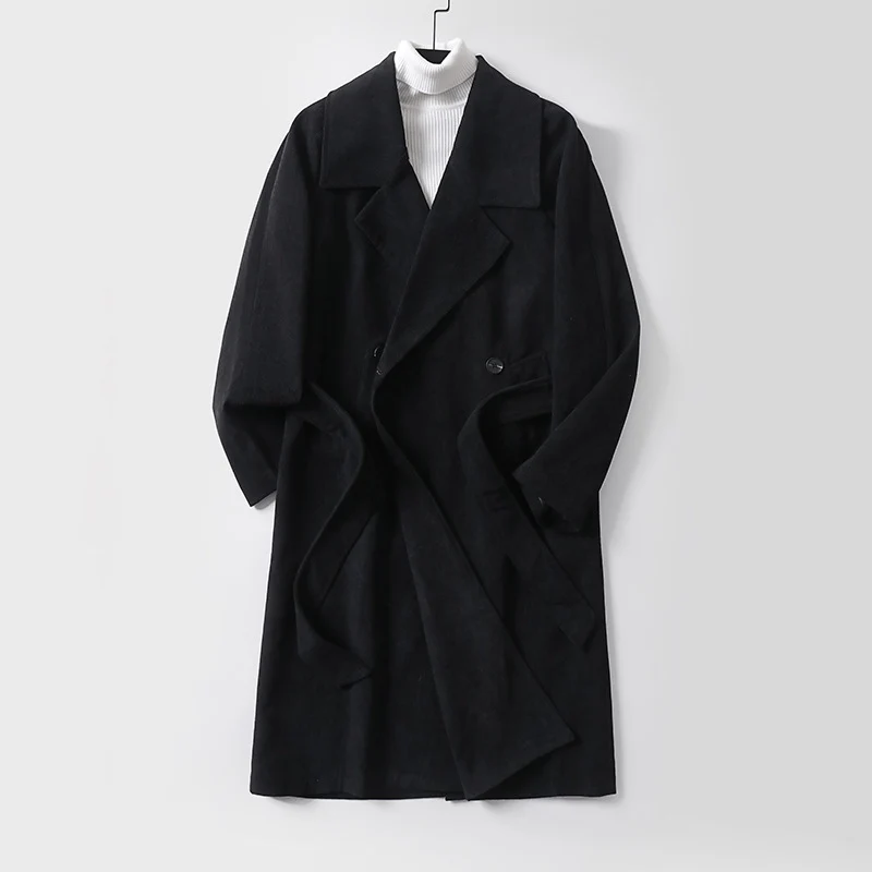Damen Oversize-Mantel mit breitem Revers und Taillengürtel Nord Taschen