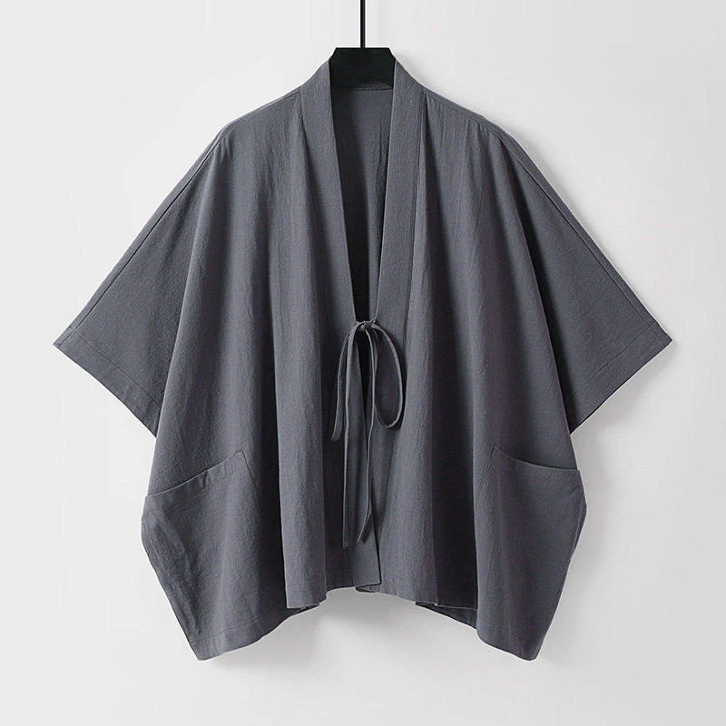 Damen Oversize Kimono-Cardigan mit Bindeband und aufgesetzten Taschen Nord Taschen