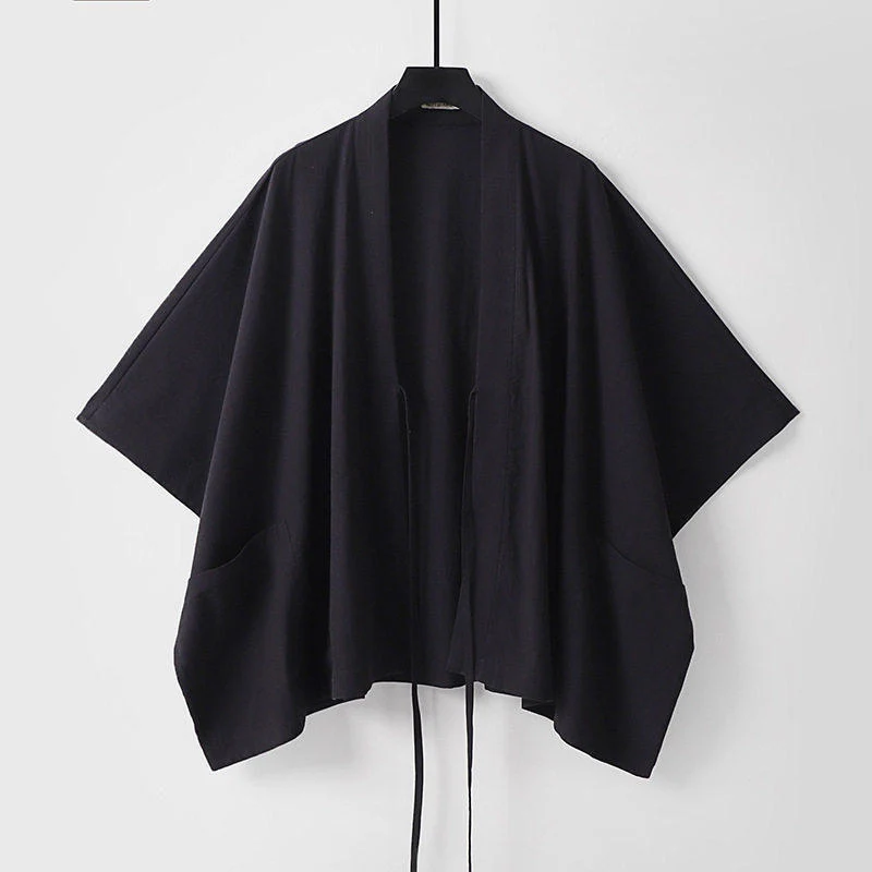Damen Oversize Kimono-Cardigan mit Bindeband und aufgesetzten Taschen Nord Taschen