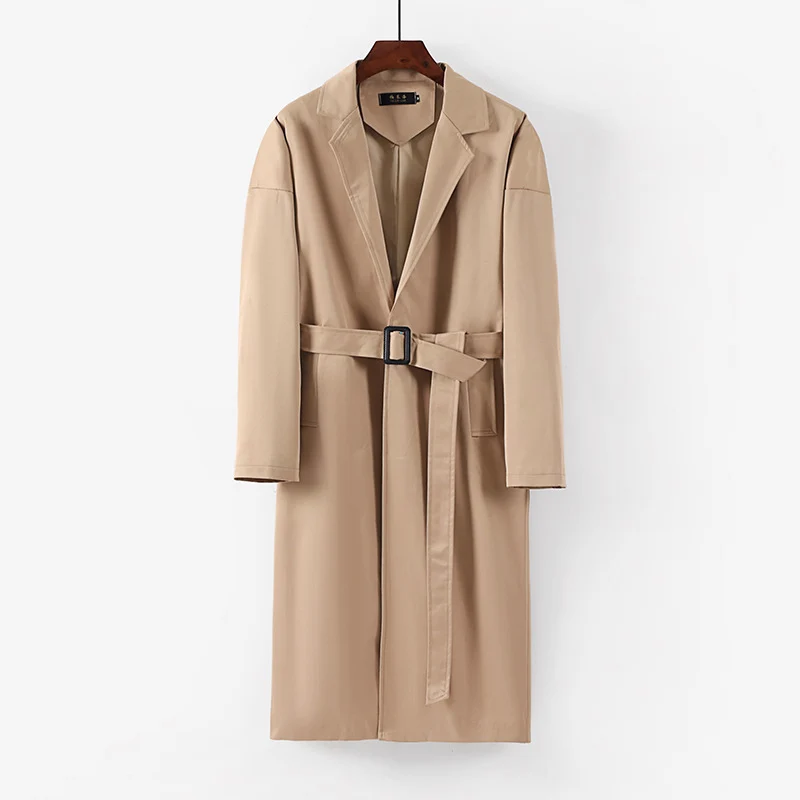 Damen Longline Trenchcoat mit Taillengürtel und fallendem Revers Nord Taschen