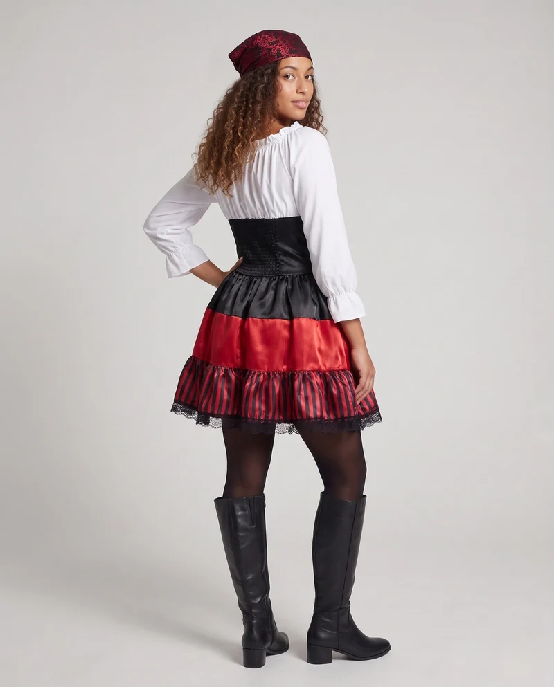 Damen Piratinnen Kostüm mit voluminösem Rock und Rüschendetails Nord Taschen