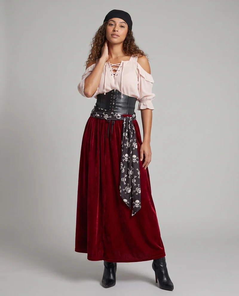 Damen Piratinnenkostüm mit eleganter Taillierung und fließendem Rock Nord Taschen
