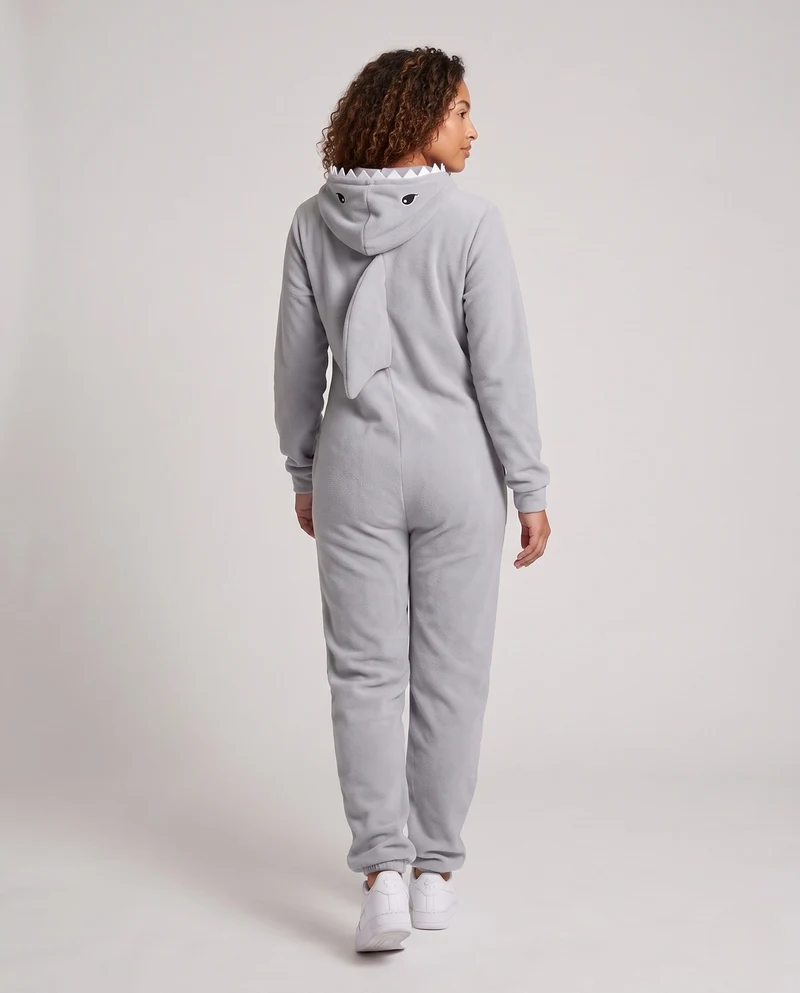 Damen Plüsch Hai-Kostüm mit Kapuze und verspielten Details Nord Taschen