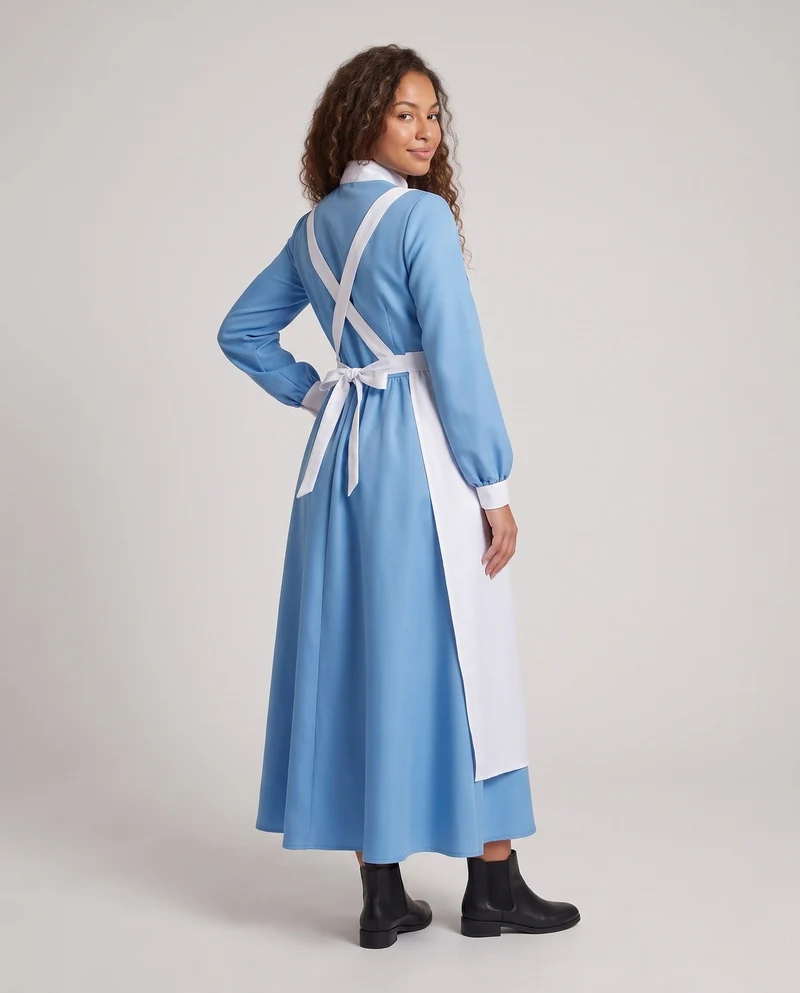 Damen Historisches Krankenschwesternkleid mit Rüschenschürze Nord Taschen