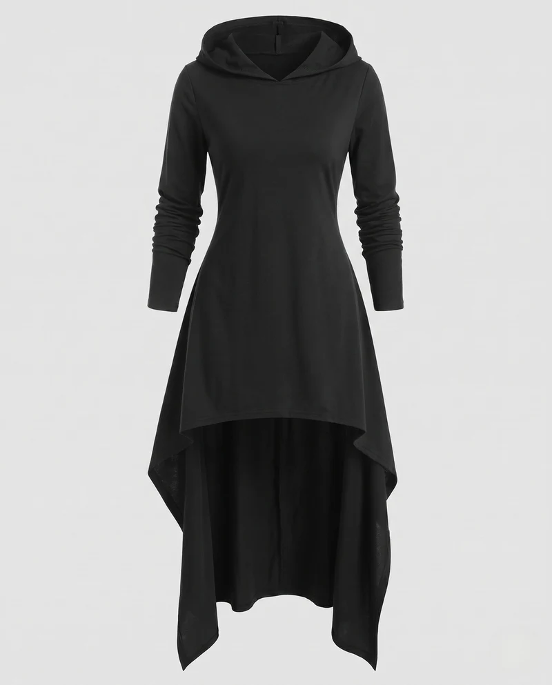 Damen Kapuzenkleid mit asymmetrischem Schnitt und eleganter Passform Nord Taschen