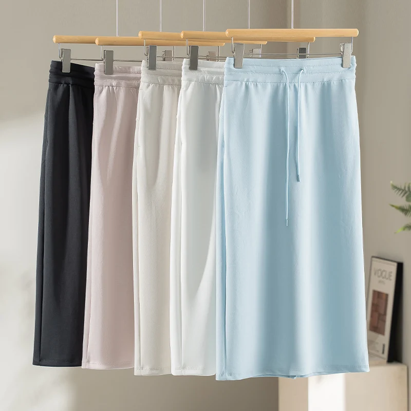 Damen Midirock aus weichem Jersey mit elastischem Bund und Kordelzug Nord Taschen