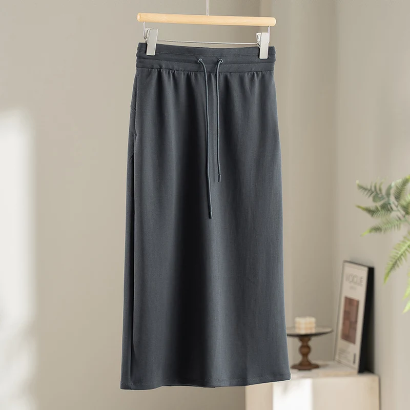 Damen Midirock aus weichem Jersey mit elastischem Bund und Kordelzug Nord Taschen