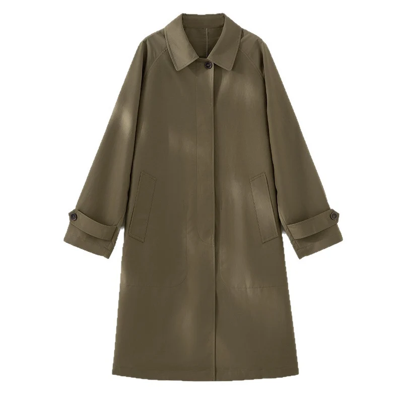 Damen Mid-Length Trenchcoat mit verdeckter Druckknopfblende und verstellbaren Manschetten Nord Taschen