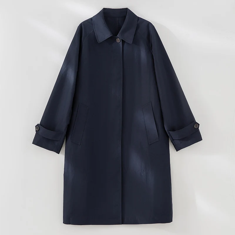 Damen Mid-Length Trenchcoat mit verdeckter Druckknopfblende und verstellbaren Manschetten Nord Taschen