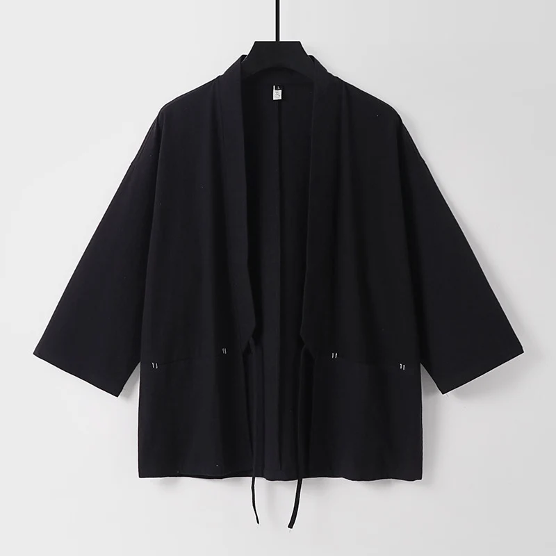 Damen Lockerer Kimono-Cardigan aus Baumwollmix mit Tunnelzug und Hüfttaschen Nord Taschen