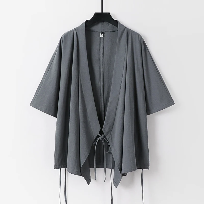 Damen locker fallende Kimono-Jacke mit Bindegürtel Nord Taschen