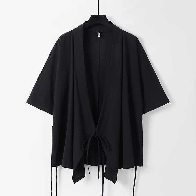 Damen locker fallende Kimono-Jacke mit Bindegürtel Nord Taschen