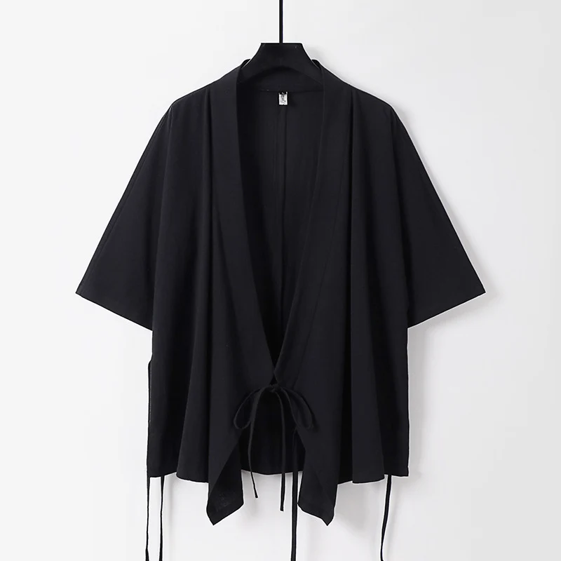 Damen locker fallende Kimono-Jacke mit Bindegürtel Nord Taschen