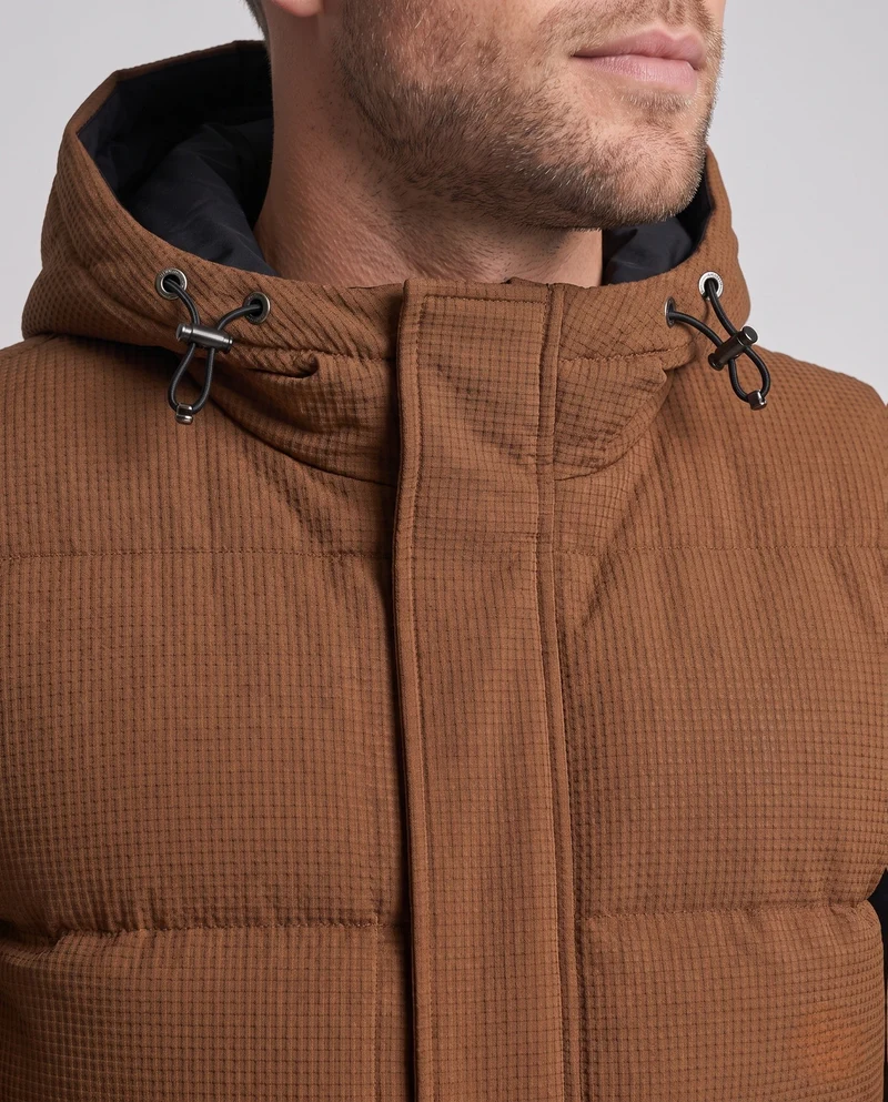 Herren gepolsterte Steppweste mit Kapuze, Mesh-Struktur und verdecktem Reißverschluss vorne Nord Taschen