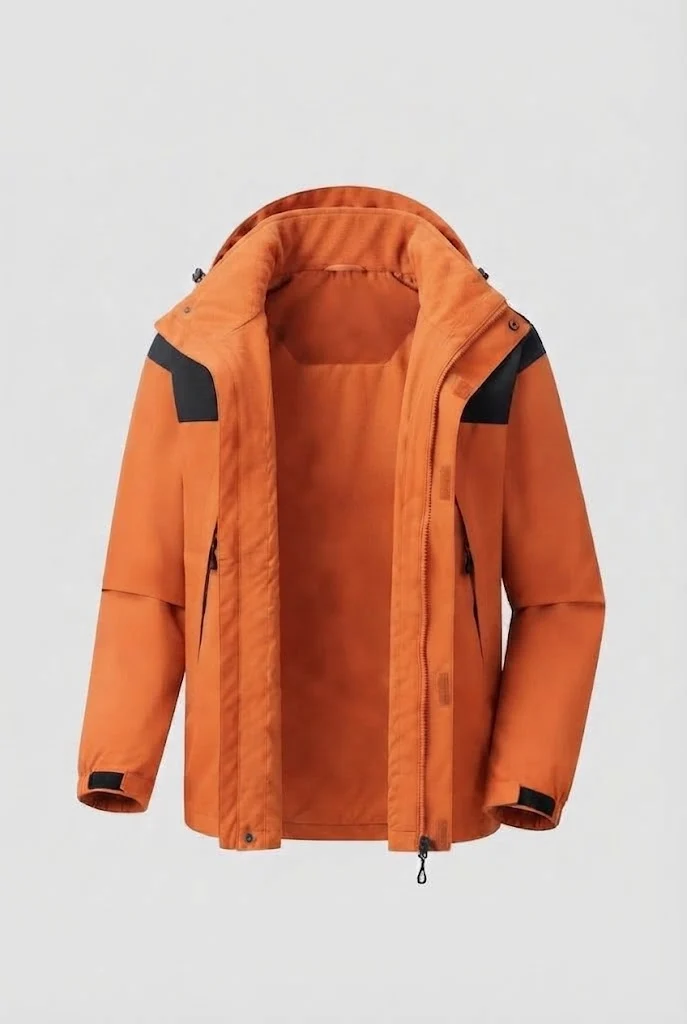 Herren Zwei-Lagen Softshell Outdoor-Jacke mit herausnehmbarer Fleece-Innenjacke und Kapuze Nord Taschen