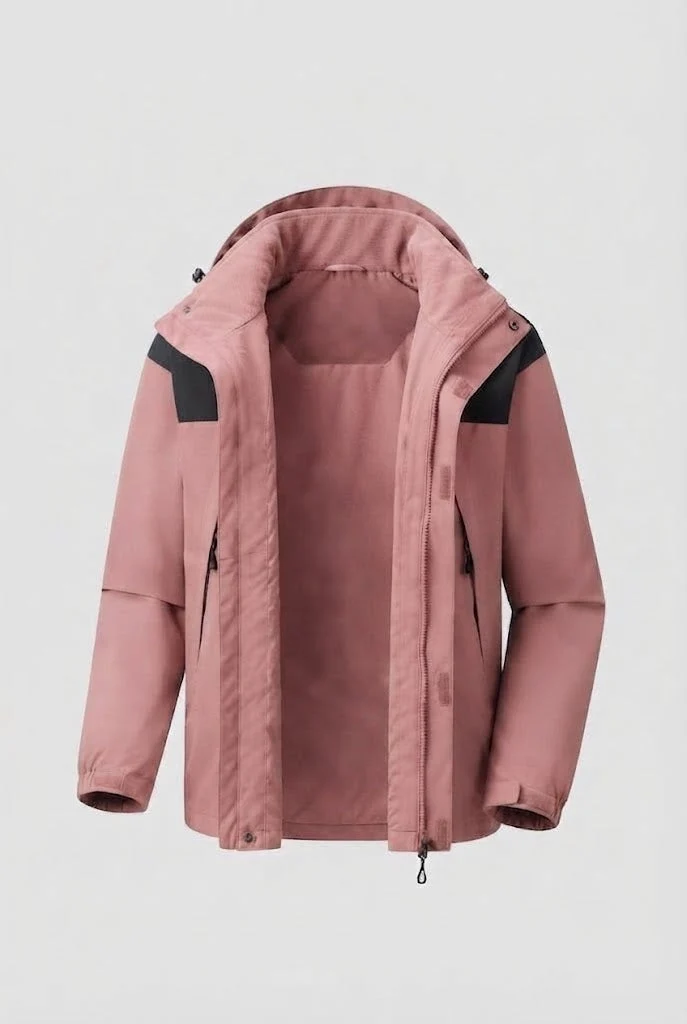 Herren Zwei-Lagen Softshell Outdoor-Jacke mit herausnehmbarer Fleece-Innenjacke und Kapuze Nord Taschen