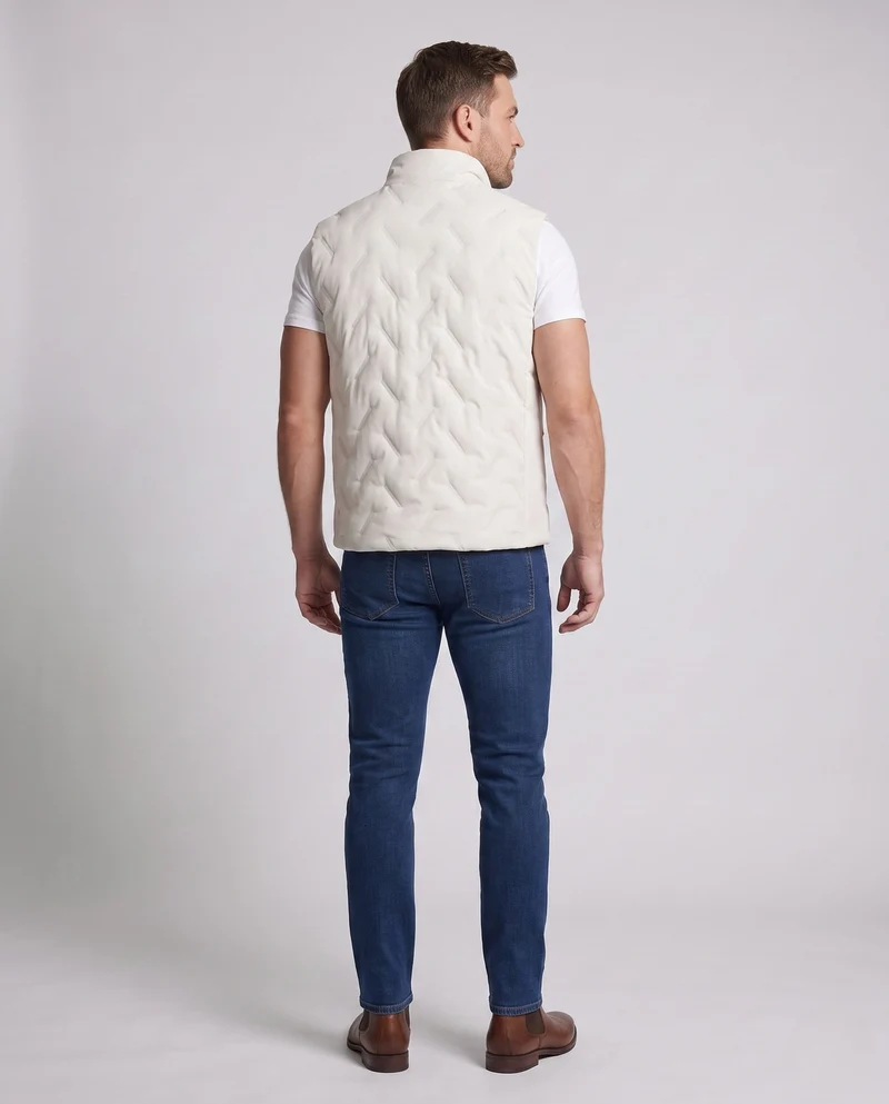 Unisex Leichtgewicht Gesteppte Isolationsweste mit Stehkragen und Kontrasttaschen Nord Taschen