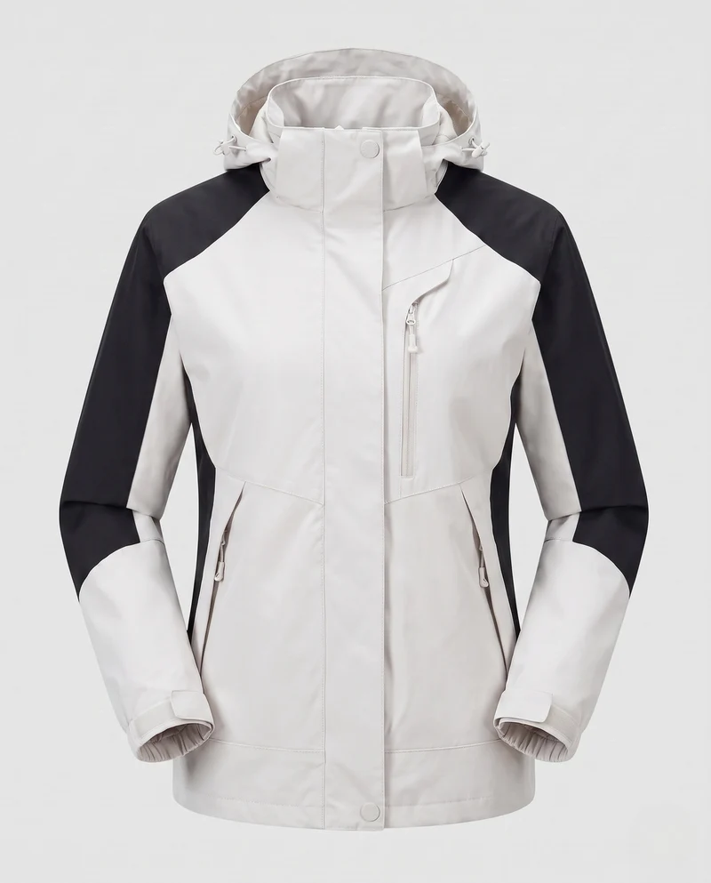 Damen atmungsaktive Softshell-Outdoormantel mit Kapuze und kontrastierenden Einsätzen Nord Taschen