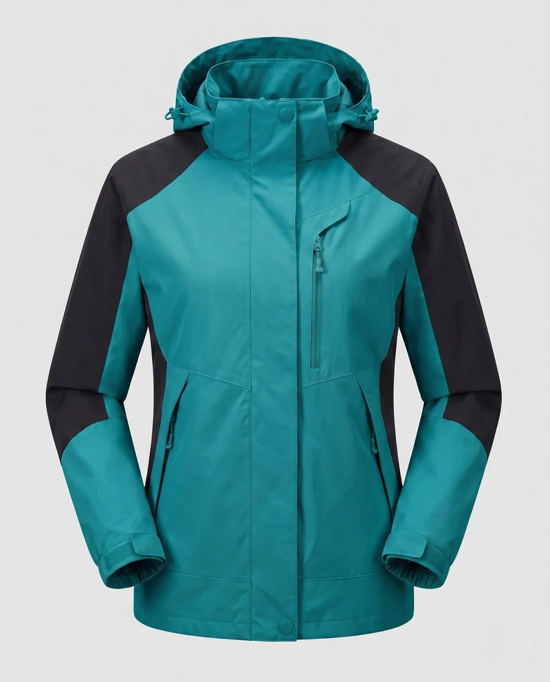 Damen atmungsaktive Softshell-Outdoormantel mit Kapuze und kontrastierenden Einsätzen Nord Taschen