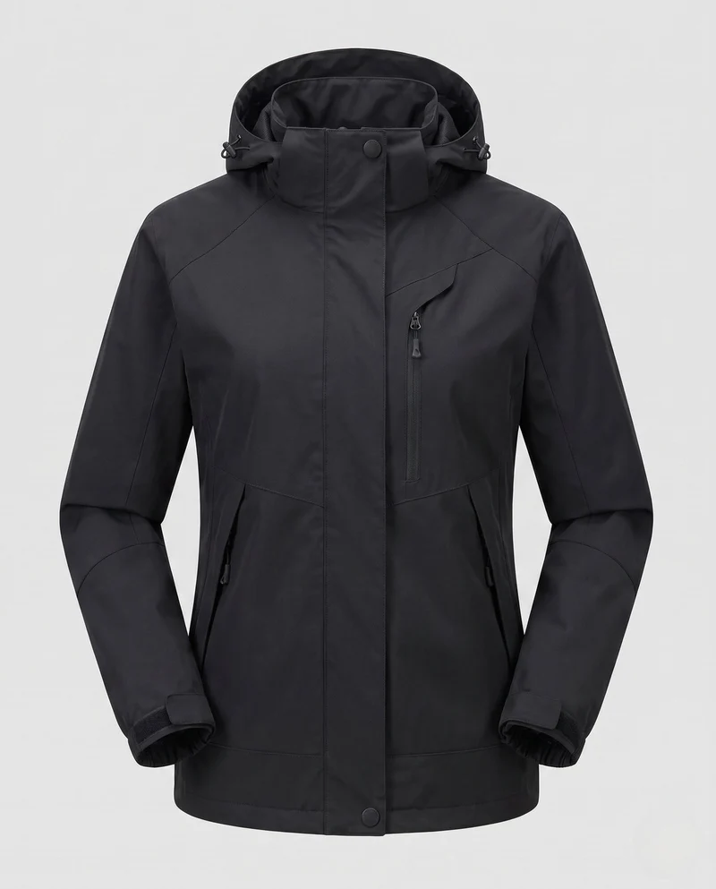 Damen atmungsaktive Softshell-Outdoormantel mit Kapuze und kontrastierenden Einsätzen Nord Taschen