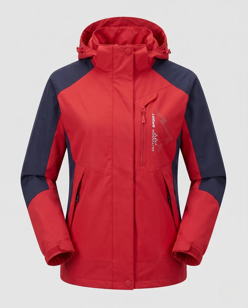 Damen atmungsaktive Softshell-Outdoormantel mit Kapuze und kontrastierenden Einsätzen Nord Taschen