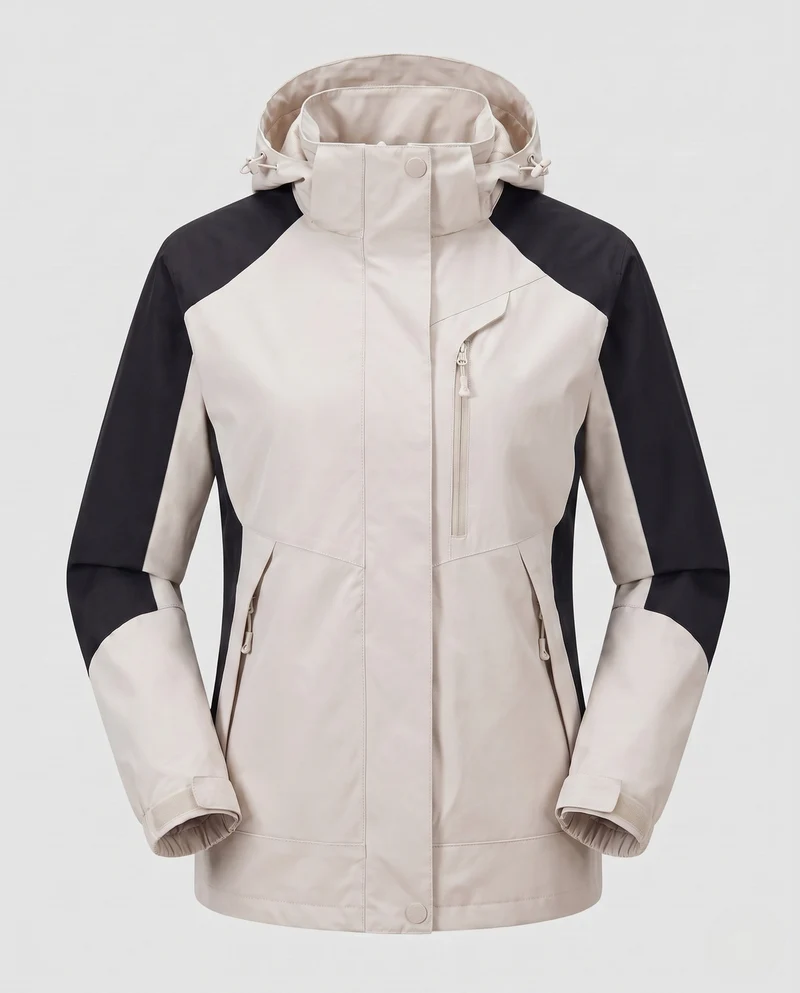 Damen atmungsaktive Softshell-Outdoormantel mit Kapuze und kontrastierenden Einsätzen Nord Taschen