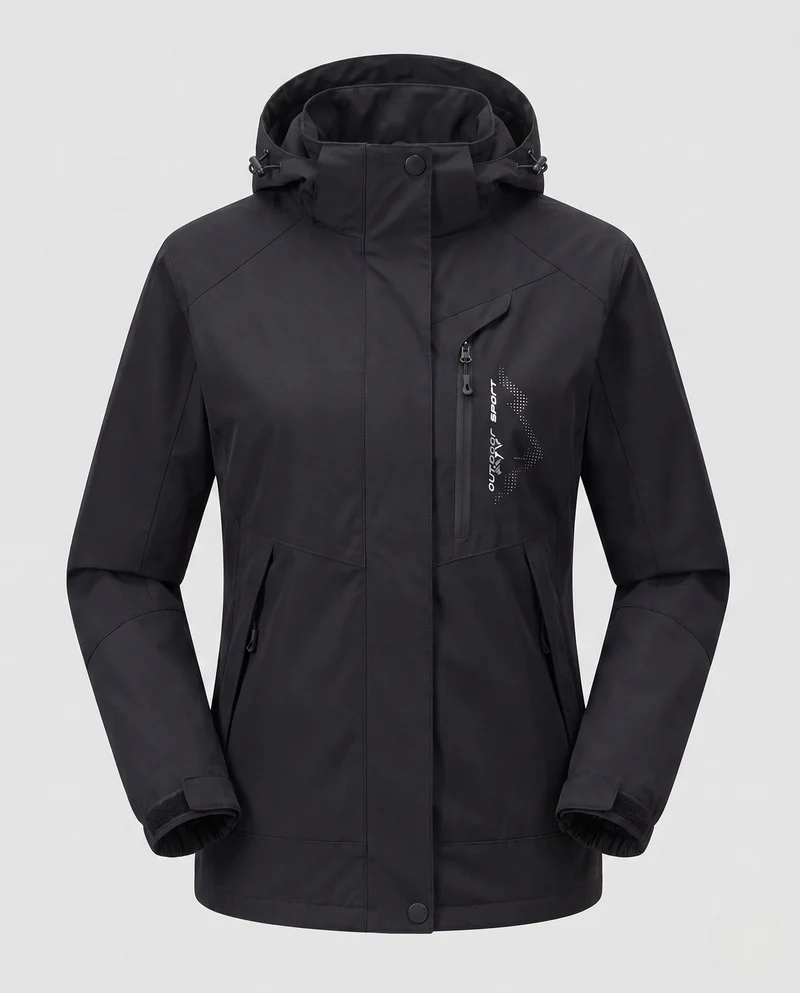Damen atmungsaktive Softshell-Outdoormantel mit Kapuze und kontrastierenden Einsätzen Nord Taschen