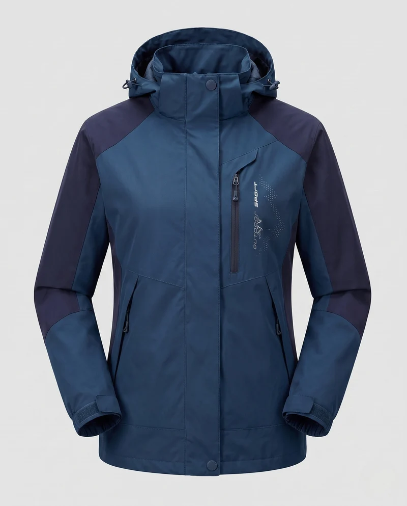 Damen atmungsaktive Softshell-Outdoormantel mit Kapuze und kontrastierenden Einsätzen Nord Taschen