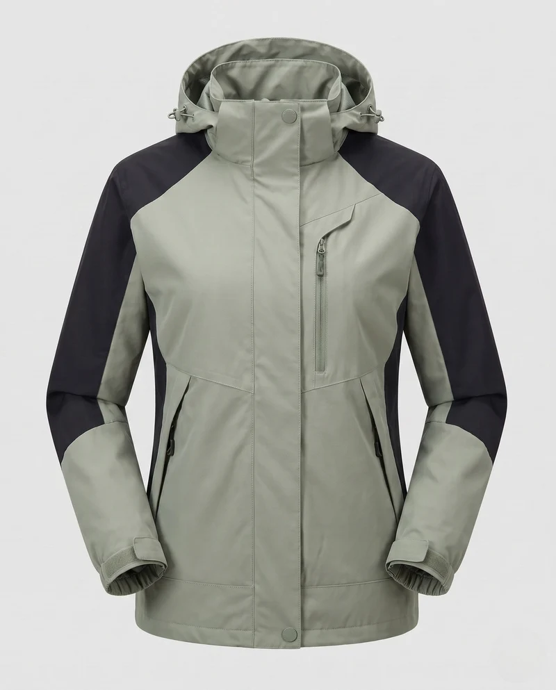 Damen atmungsaktive Softshell-Outdoormantel mit Kapuze und kontrastierenden Einsätzen Nord Taschen