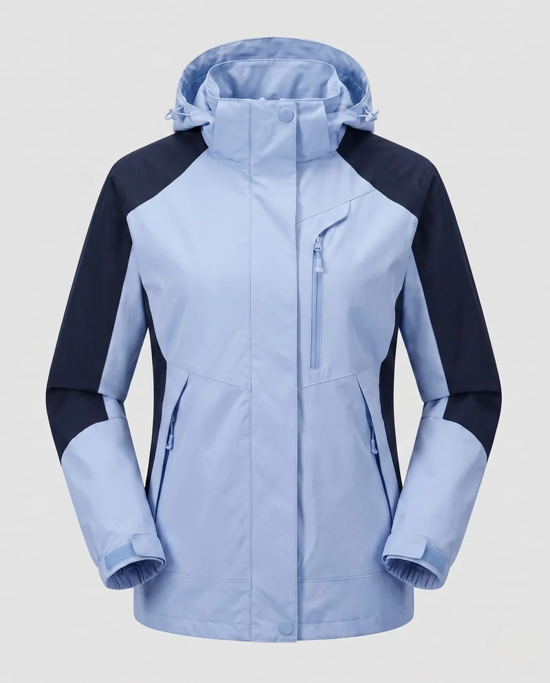 Damen atmungsaktive Softshell-Outdoormantel mit Kapuze und kontrastierenden Einsätzen Nord Taschen
