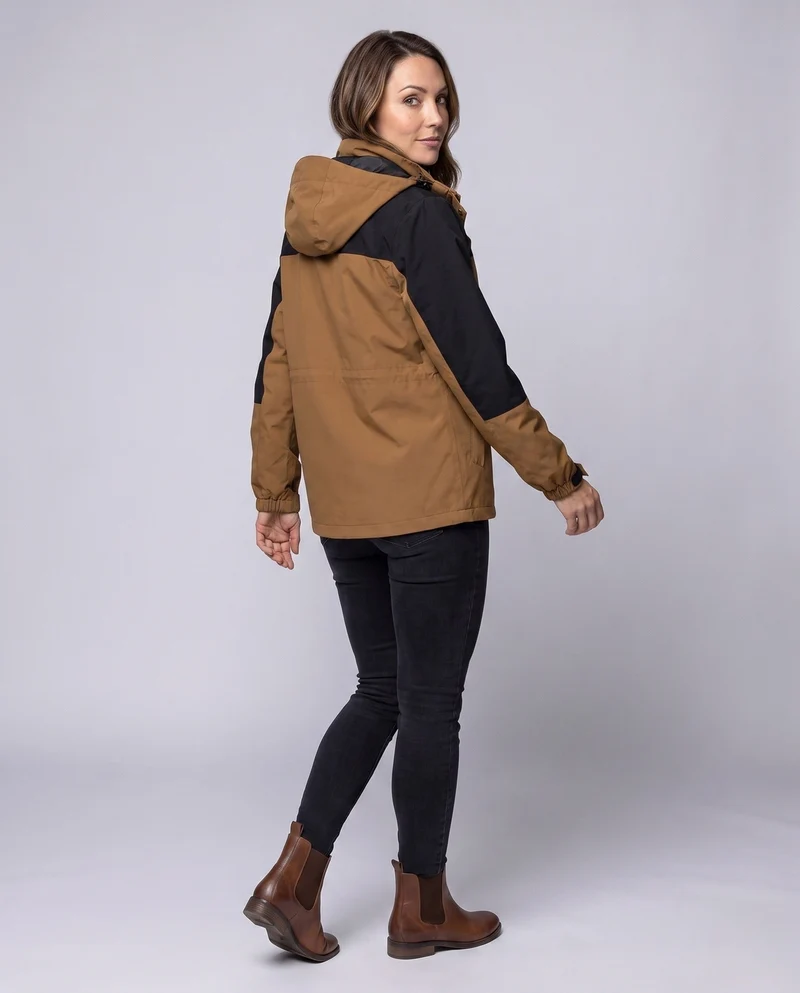 Damen Leichte Wasserabweisende Hoodie Jacke mit Feinem Reliefmuster Nord Taschen