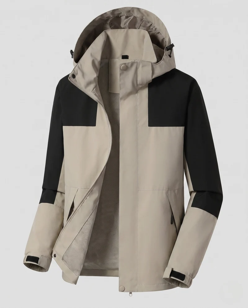 Damen Leichte Wasserabweisende Hoodie Jacke mit Feinem Reliefmuster Nord Taschen