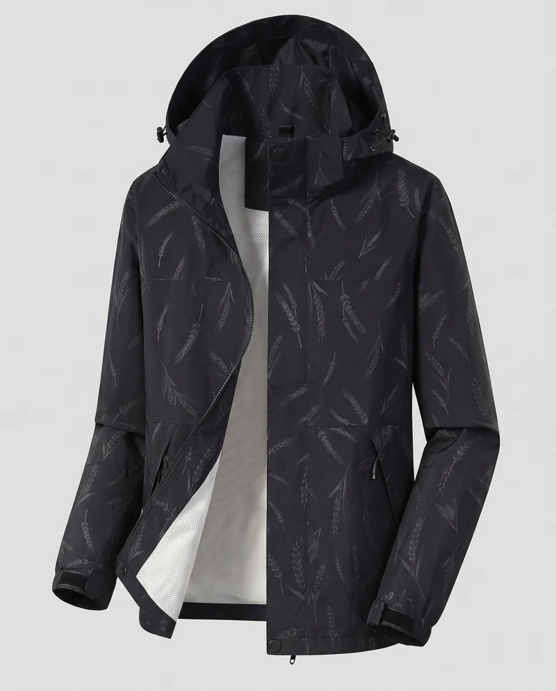 Damen Leichte Wasserabweisende Hoodie Jacke mit Feinem Reliefmuster Nord Taschen