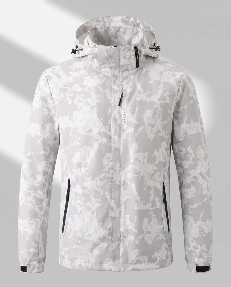 Leichte wasserabweisende Kapuzenjacke für Frauen mit floralem Blattdruck und verstellbarer Kapuze Nord Taschen