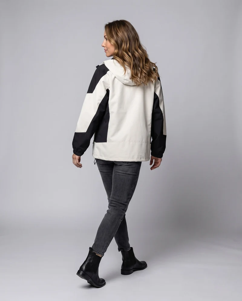 Damen Leichte Wasserdichte Outdoor-Jacke mit Kapuze Atmungsaktive Membran und Verdeckte Reißverschlüsse Nord Taschen