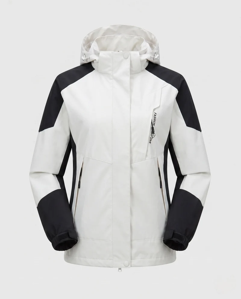 Damen Leichte Wasserdichte Outdoor-Jacke mit Kapuze Atmungsaktive Membran und Verdeckte Reißverschlüsse Nord Taschen