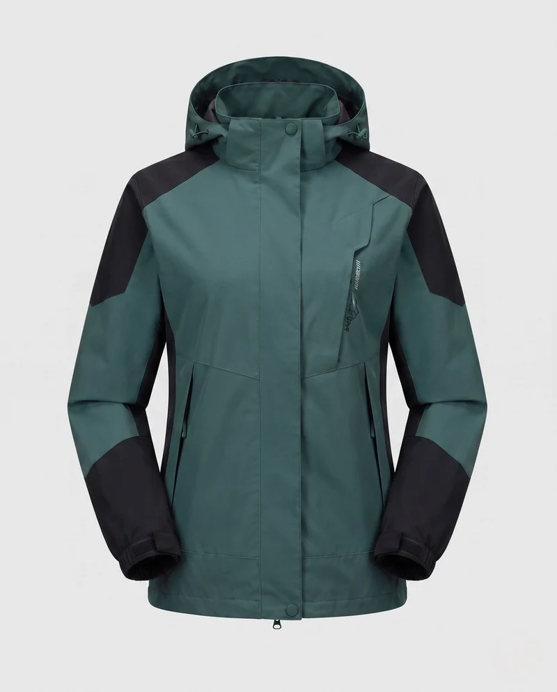 Damen Leichte Wasserdichte Outdoor-Jacke mit Kapuze Atmungsaktive Membran und Verdeckte Reißverschlüsse Nord Taschen