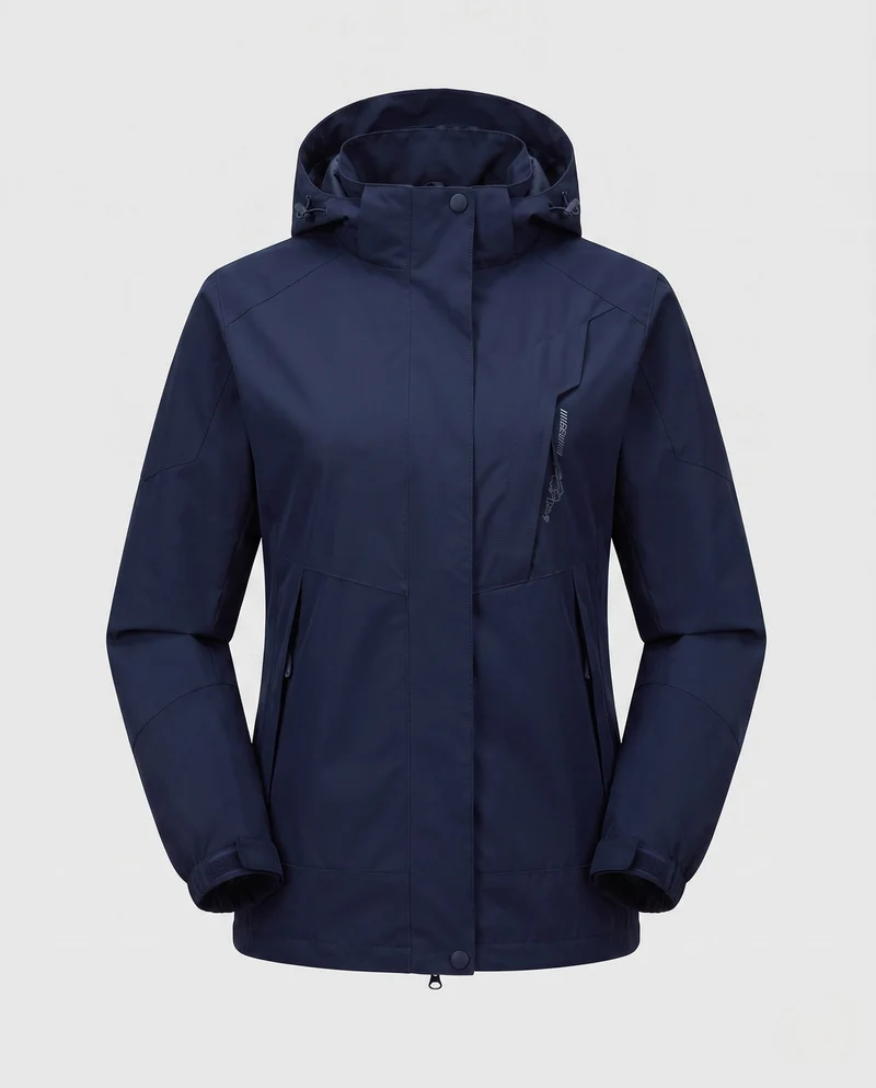 Damen Leichte Wasserdichte Outdoor-Jacke mit Kapuze Atmungsaktive Membran und Verdeckte Reißverschlüsse Nord Taschen